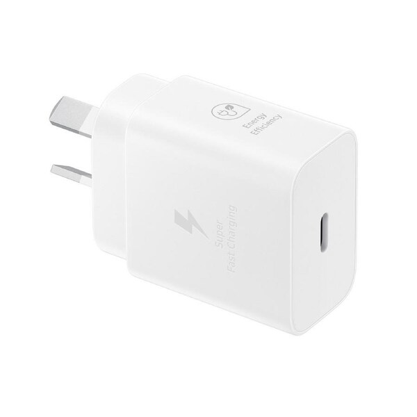 Samsung 25W GaN USB-C Fast Wall Charger - White(EP-T2510NWEGAU), 1x USB-C, Supports up to 25W, Compact & Travel-Ready, 1 Year Warranty