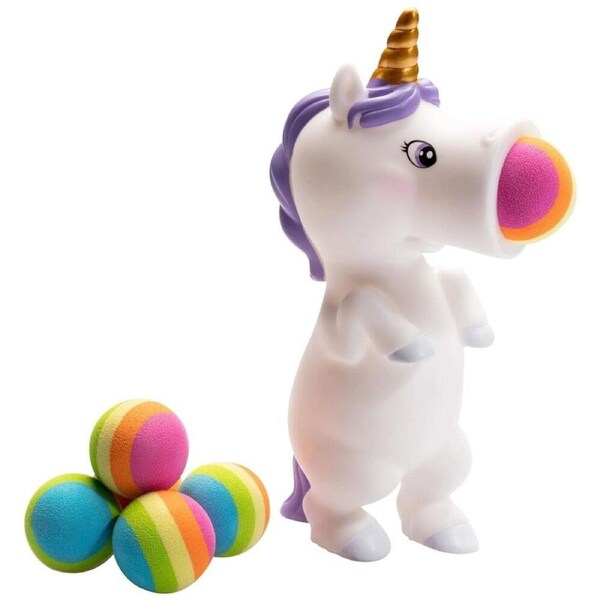Hog Wild Unicorn White Popper Soft Foam Ball Shooter Indoor/Outdoor Fun Toy