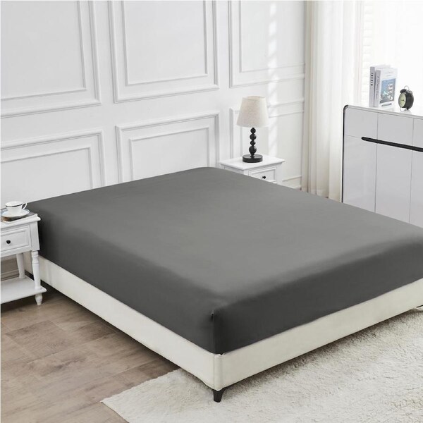 LINENOVA 2000TC Cooling Bamboo Ultra Soft Fitted Sheet Deep Pocket S/KS/Double/Queen/King Bed King Single / Dark Grey