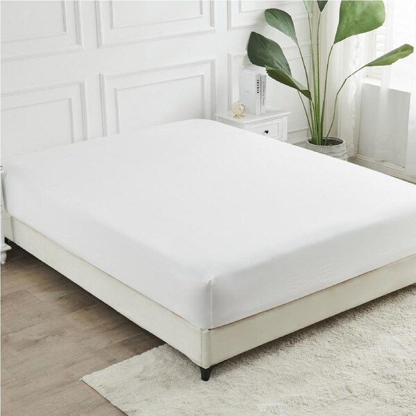 LINENOVA 2000TC Cooling Bamboo Ultra Soft Fitted Sheet Deep Pocket S/KS/Double/Queen/King Bed Double / White