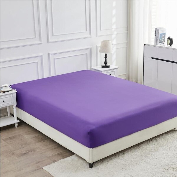 LINENOVA 2000TC Cooling Bamboo Ultra Soft Fitted Sheet Deep Pocket S/KS/Double/Queen/King Bed King / Purple
