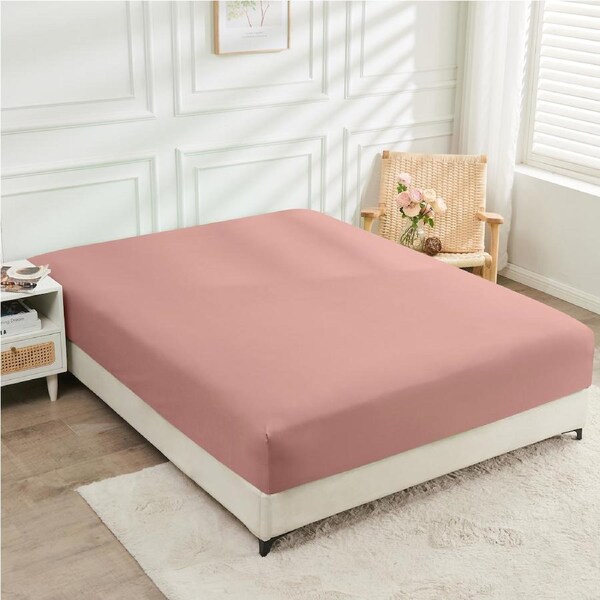 LINENOVA 2000TC Cooling Bamboo Ultra Soft Fitted Sheet Deep Pocket S/KS/Double/Queen/King Bed King / Dusty Pink