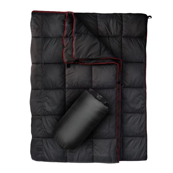 Nevenka Outdoor Puffy Camping Blanket Warm Hammock Top Quilt Waterproof Blanket-Black