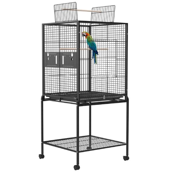 Advwin Bird Cage Large Aviary Stand-Alone Aviary Budgie Parrot Perch 49x49x146cm