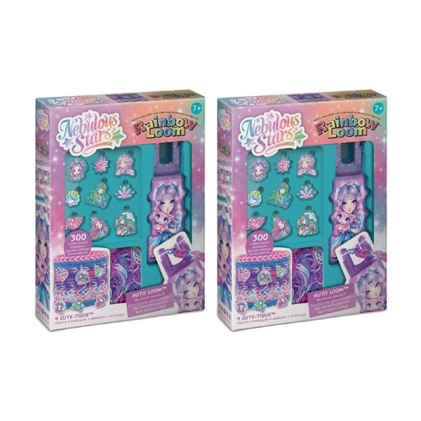 2PK Nebulous Stars Rainbow Loom NS Auto Charm Set 300 Elastics 9 Cute