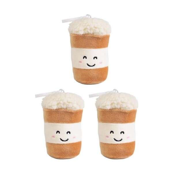 3PK Living Nature Little Clips Coffee Shop Keychain Plush Fun Toy Assorted