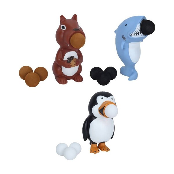 Hog Wild Penguin Squirrel & Shark Popper Soft Ball Shooter Indoor/Outdoor Toy