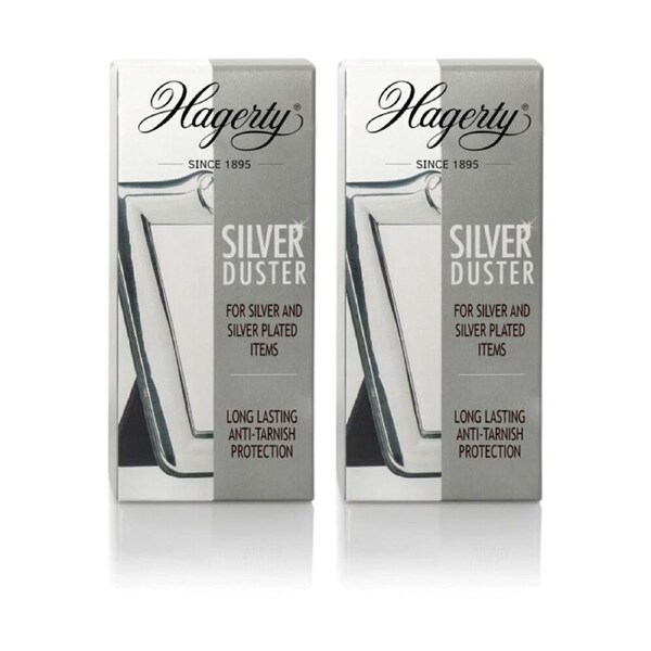 2PK Hagerty White Line Silver Duster Cloth Metal Anti-Tarnish Protection 30x36cm