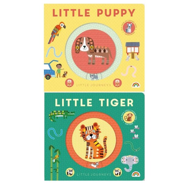 2pc Really Decent Books Small Journeys Little Tiger & Puppy Board Book 3Y+