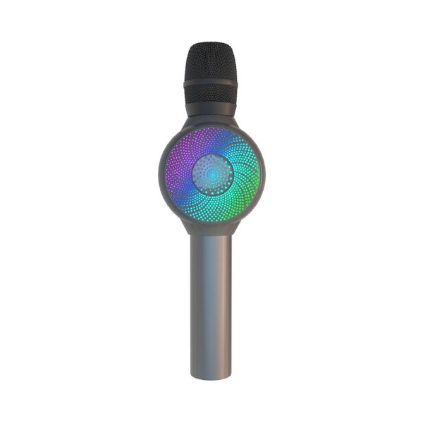 Laser LED Wireless Karaoke Microphone- Silver