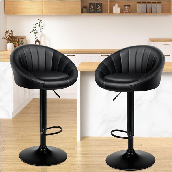 2x ALFORDSON Bar Stools Susan Leather Padded All Black