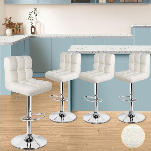 4x ALFORDSON Bar Stools L Shape Boucle White