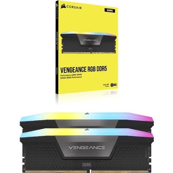 Corsair VENGEANCE RGB 64GB (2x32GB), DDR5-6000, CL40, 1.35V, XMP 3.0, RGB, UDIMM, Aluminum Heatspreader, Intel 700/800 Series compatible