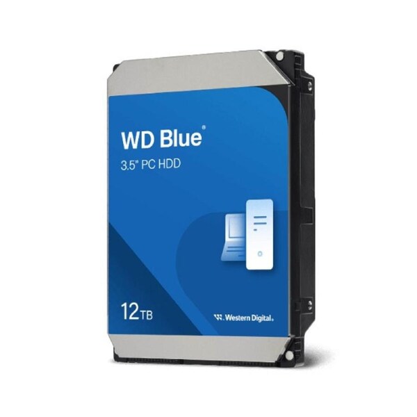 Western Digital WD Blue PC Desktop Hard Drive - 12TB, 3.5', SATA, up to 260MB/s, 7200 RPM, CMR, 512MB, 2Y Warranty