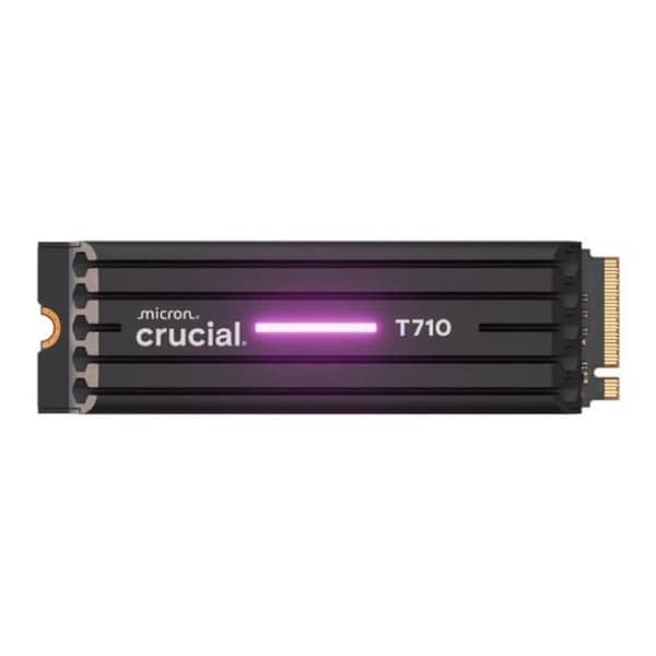 Crucial T710 4TB PCIe Gen5 NVMe 2280 SSD w Heatsink - 14500/13800 MB/s R/W 2400TBW 2.3M IOPs 1.5M hrs MTTF with DirectStorage for Intel & AMD 5yrs