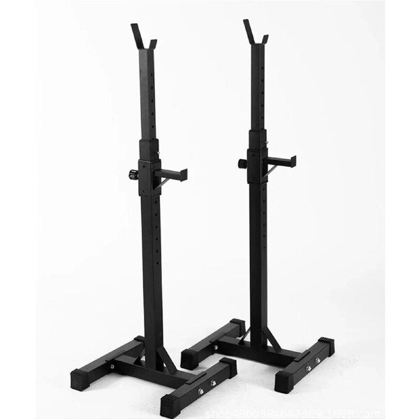 Black Split Squat Rack – Adjustable Household Fitness