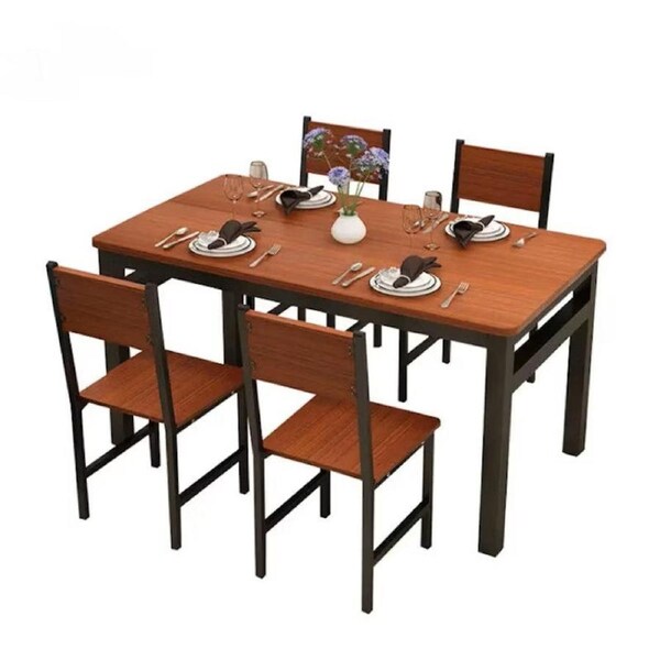 Wood & Steel Dining Set (Oak & Black)