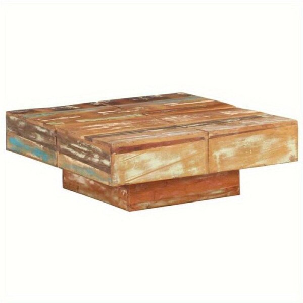 Elegant Coffee Table - 80X80X28 Cm Wood Pedestal Base(Brown)