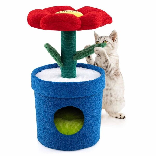 Costway Flower Cat Tree Indoor Kitten Tower Condo House Pet Bed Scratching Posts Scratcher Activity Center