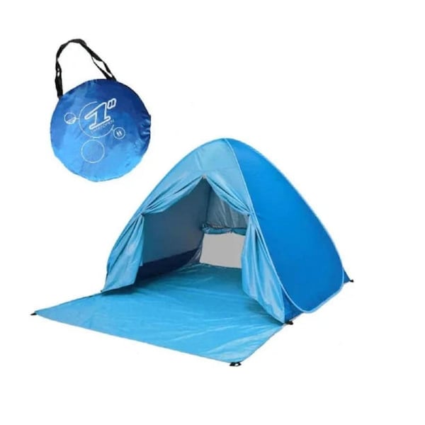 Automatic Pop-Up Beach Tent Uv Protection Waterproof Outdoor (Blue)