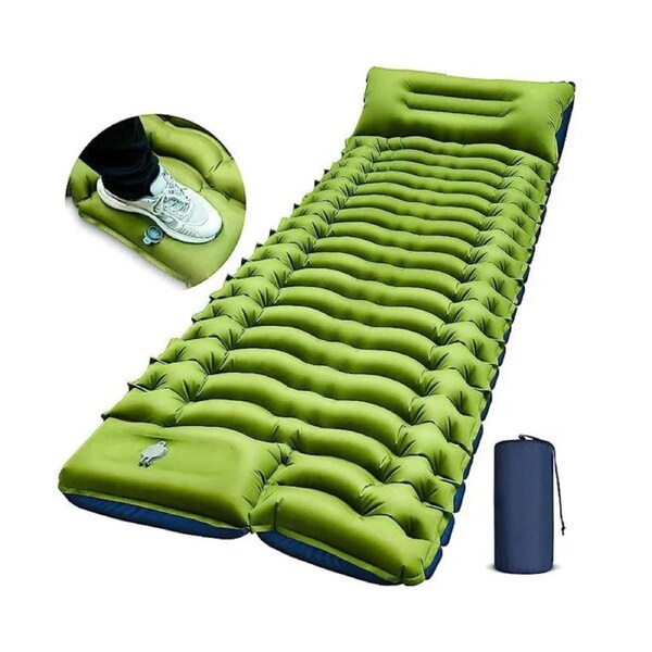 Ultra-Thick Inflatable Sleeping Pad With Headrest