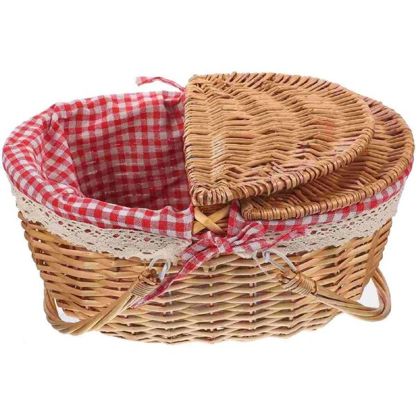 Rustic Woven Storage Basket With Handles For Home Decor