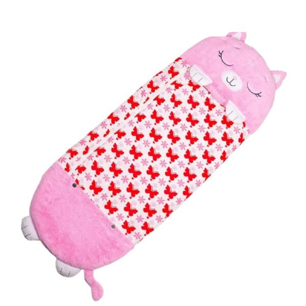 Kids Cartoon Plush Sleeping Bag Pillow Set (Pink)