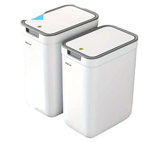 2Pcs Sleek White Trash Cans With Odor-Seal Lids