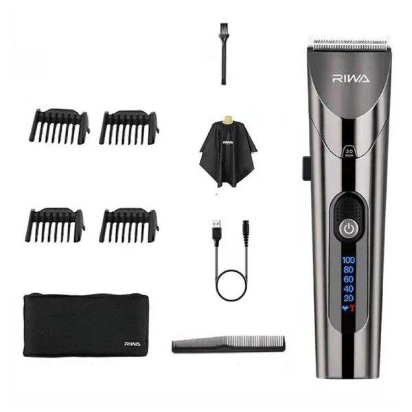 Washable Rechargeable Hair Clipper Professional Barber Trimmer Grey