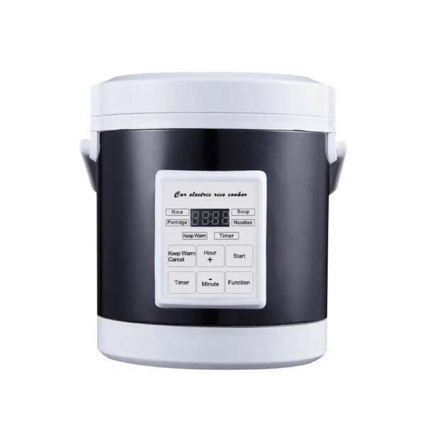 12V/24V Mini Car Rice Cooker 1.6L Portable Grey