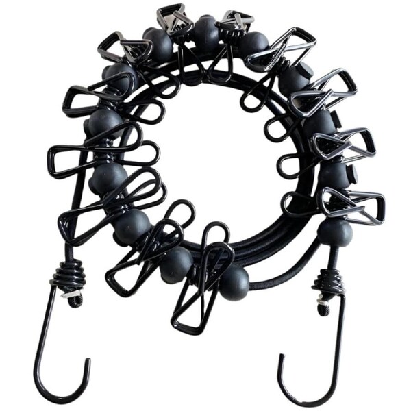 Camping Clothes Drying Rope with 12 Clips