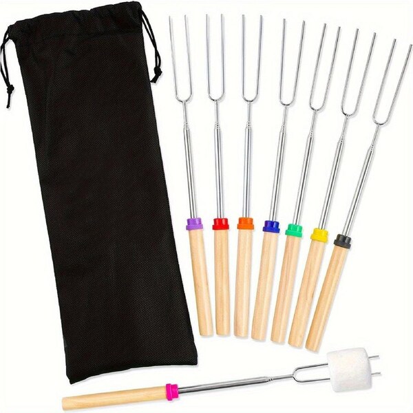 8pcs Extendable Stainless Steel Marshmallow Roasting Sticks