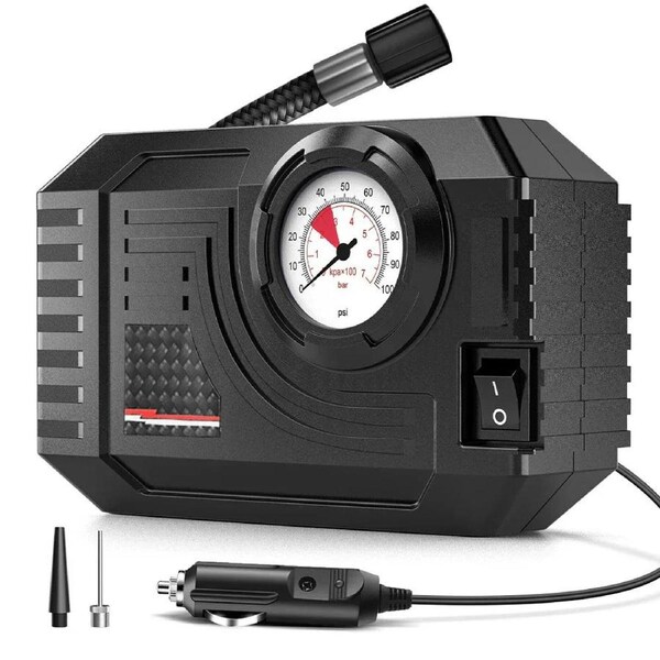 Mini Electric Air Pump 20L/Min Portable Tire Inflator Black