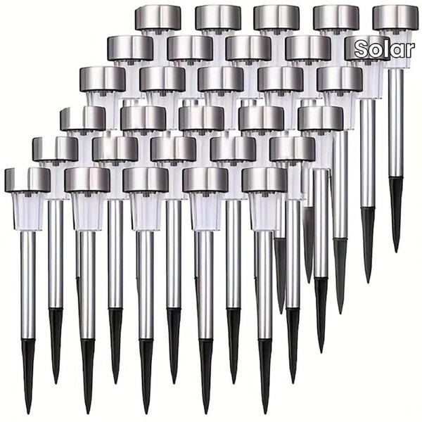 Solar LED Path Lights Outdoor Stainless Steel (10-Pack)