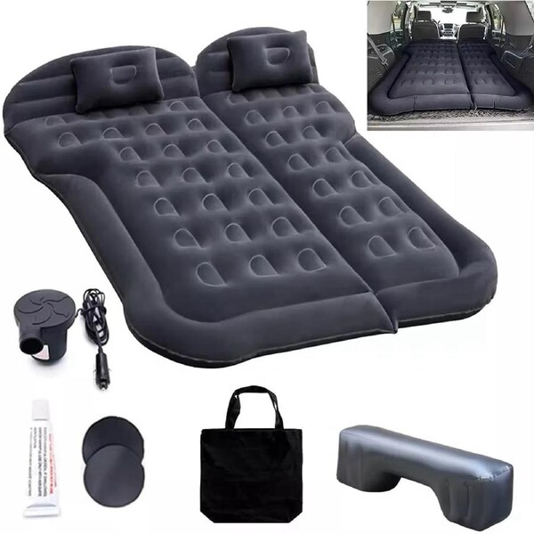 Portable Inflatable Car Air Mattress with Pillows Air Pump Black