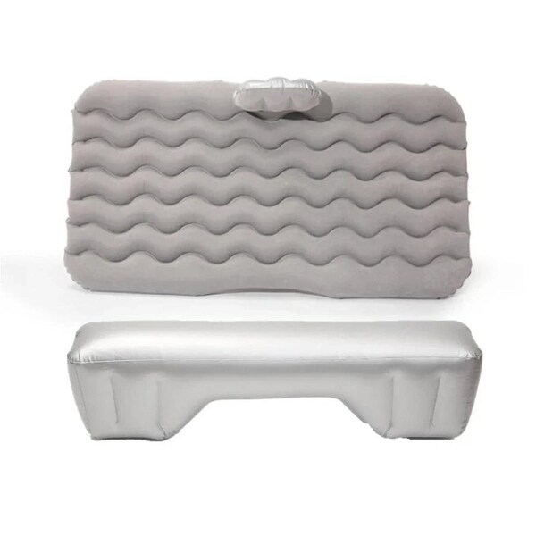 Universal Car Air Inflatable Travel Mattress Back Seat Bed with Pillow Grey