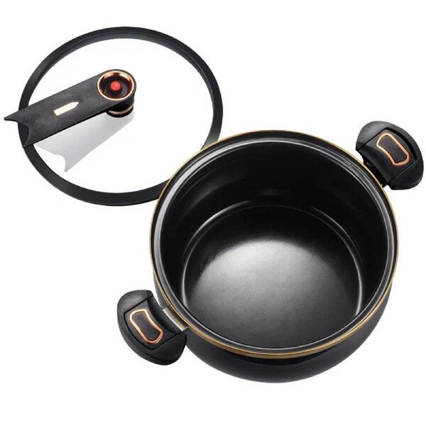 7L Micro-Pressure Non-Stick Stew Pot Large Capacity Cookware Black