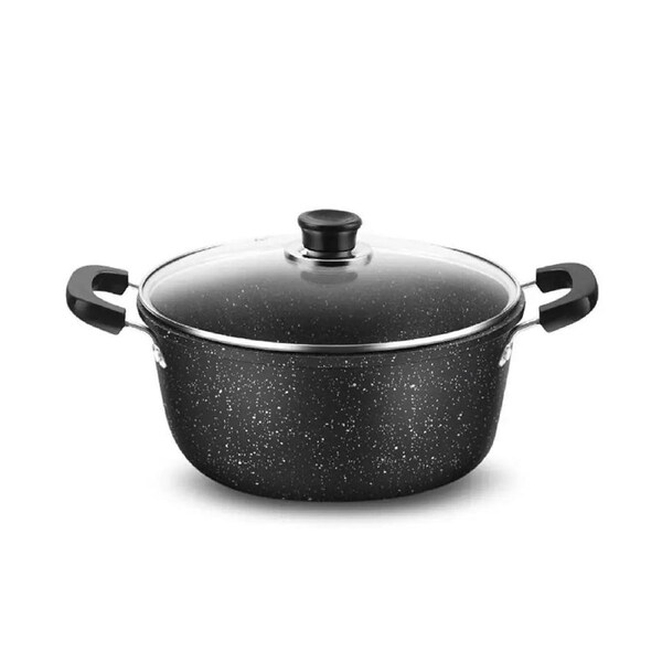 Maifan Stone Non-Stick Soup Pot with Lid Dual-Handle Cookware Black