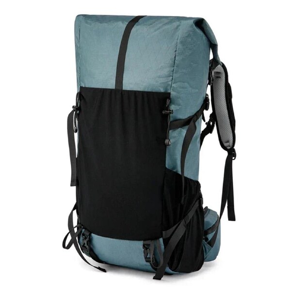 40L Waterproof Hiking And Camping Backpack Gray Blue