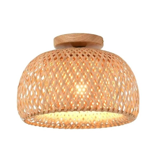 Handmade Boho Bamboo Wicker Ceiling Light Brown