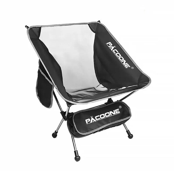 Folding Aluminum Camping Chair Portable High-Load Outdoor Seat Black