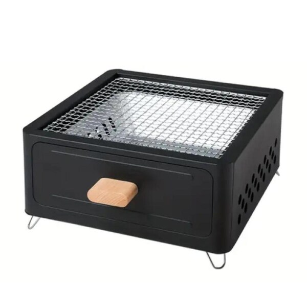 Outdoor Charcoal Grill with Wooden Stand