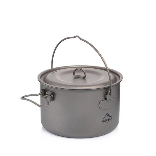 Titanium Camping Cookware Pot 1300ml Gray