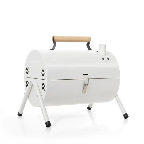 Dual-Side Portable Charcoal BBQ Grill Camping Stove White