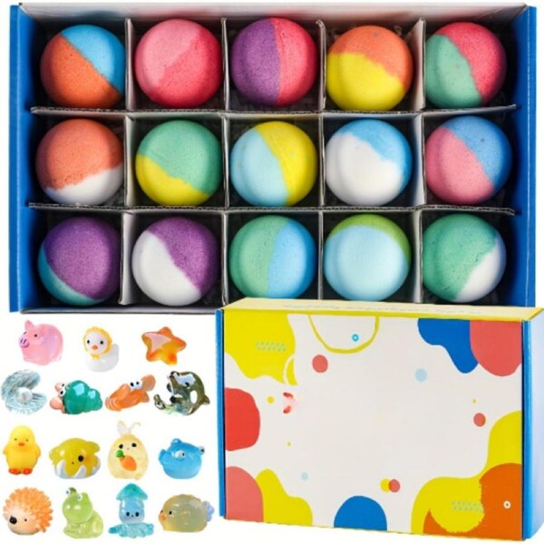 Surprise Toy Bath Bombs for Kids (15-Pack)