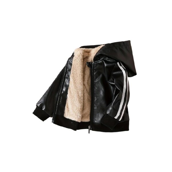 Boys’ Hooded Winter Jacket Plush Windproof Coat