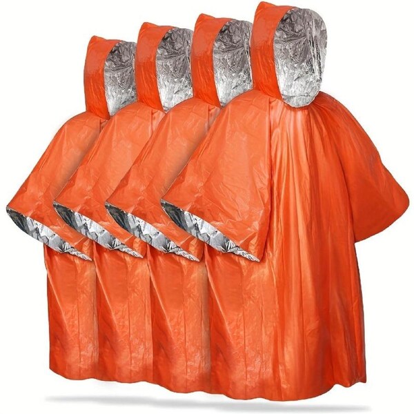 4-Pack Emergency Waterproof Rain Ponchos with Hood
