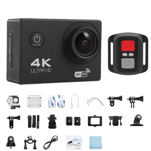 4K Sports Action Camera 30M Waterproof Black
