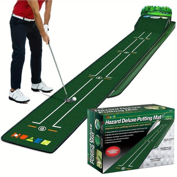 Golf Putting Mat with Ball Return with 3-Hole Design