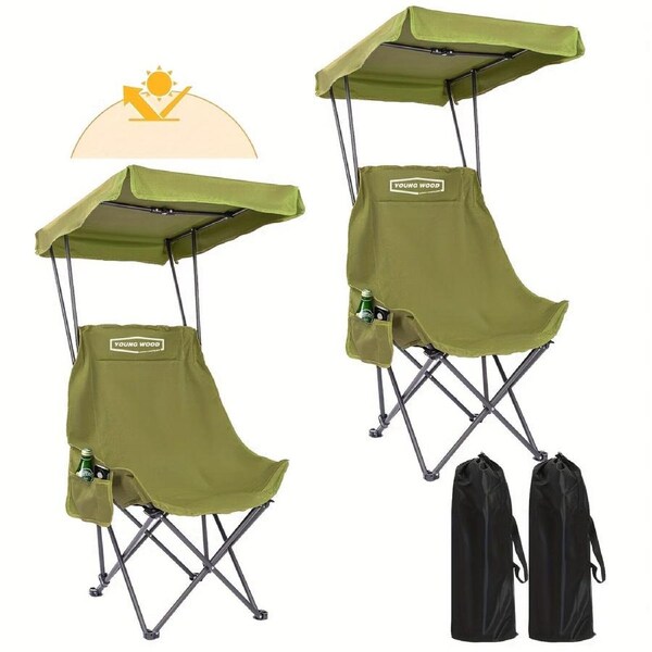 Camping Chair with Canopy and Side Pocket